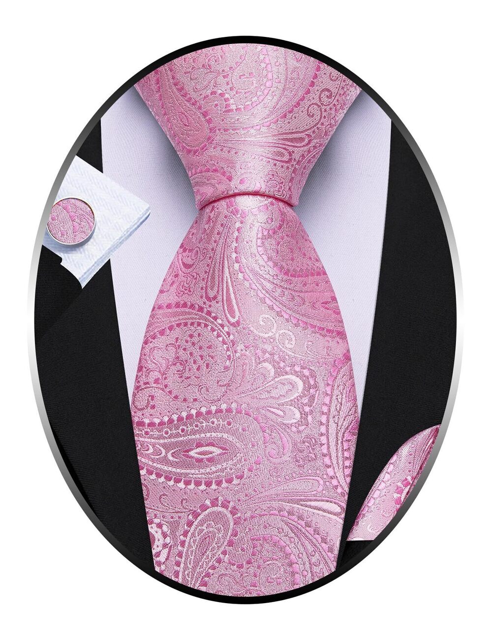 3741 Pink Ties Paisley Silk Neckties Woven Floral Solid Tie Sets Pocket